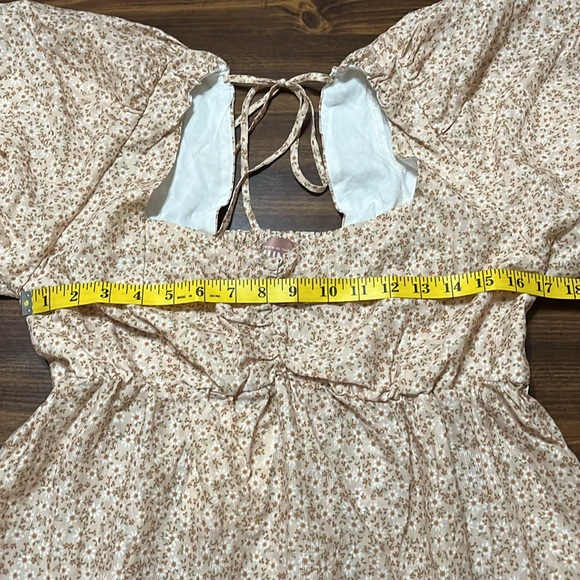 NWT Show Me Your Mumu Odette Midi Dress Ditsy Daisy Beige Linen Blend size XL - Picture 15 of 16